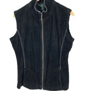 NICE WOOLRICH Tapered Zip Front Wide Design Black Corduroy Sleeveless Vest M